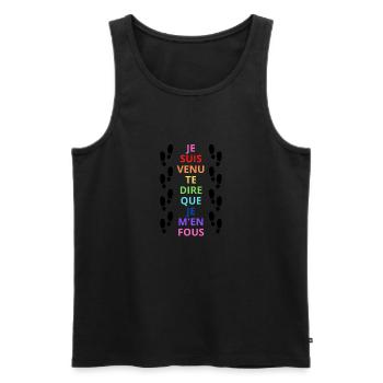 Je suis venu te dire que je m en fous - Débardeur bio Premium Homme - noir - Devant - AI Model Male 178 light (178cm)