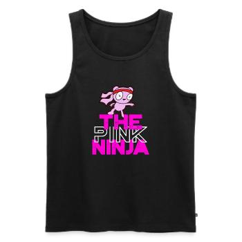 The Pink Ninja White Logo - Men's Premium Organic Tank Top - black - Front - AI Model Male 178 light (178cm)