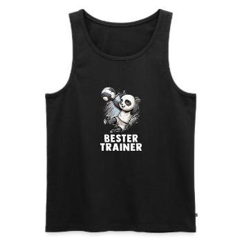 Volleyball Trainer - Süßer Panda Volleyball - Männer Premium Bio Tank Top - Schwarz - Vorne - Michal (187cm)