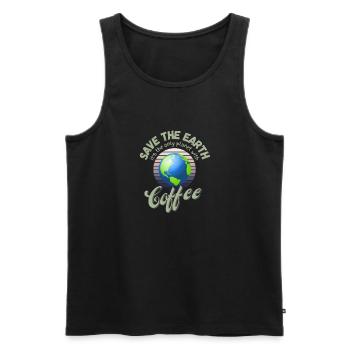 Save the Earth - The only planet with Coffee - Men's Premium Organic Tank Top - black - Front - Michal (187cm)