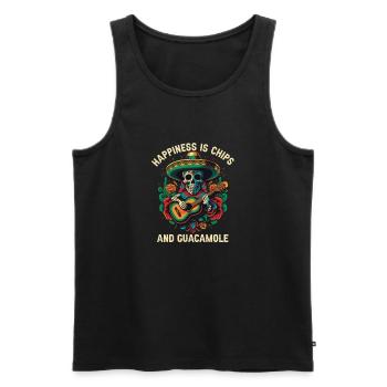 Happiness Is Chips and Guacamole Lover Avocado Veg - Männer Premium Bio Tank Top - Schwarz - Vorne - AI Model Male 178 light (178cm)