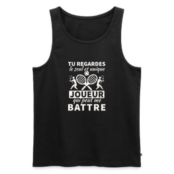 Humour tennis - Débardeur bio Premium Homme - noir - Devant - Michal (187cm)