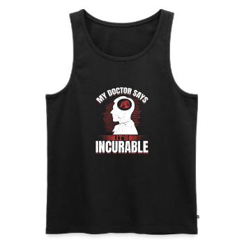 Mon médecin dit que c’est un coup de pouce de réglage incurable - Débardeur bio Premium Homme - noir - Devant - AI Model Male 178 light (178cm)