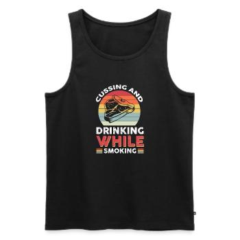 Cussing and drinking while smoking - Men's Premium Organic Tank Top - black - Front - Michal (187cm)