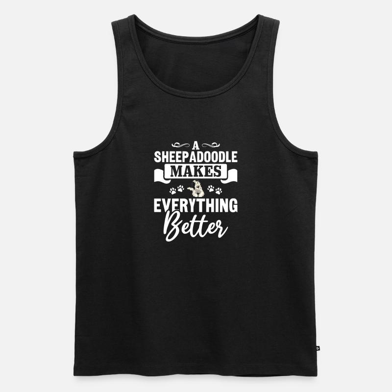 Sheepadoodle Doodle Hund - Männer Premium Bio Tank Top - Schwarz