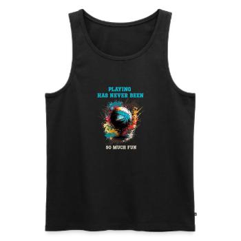 Playing has never been more fun than volleyball - Men's Premium Organic Tank Top - black - Front - Michal (187cm)