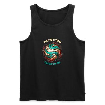 Play as a team Celebrate as a funny volleyba - Men's Premium Organic Tank Top - black - Front - AI Model Male 178 light (178cm)