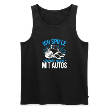 Ich spiele immer noch mit Autos - PS Liebhaber - Männer Premium Bio Tank Top - Schwarz - Vorne - Michal (187cm)