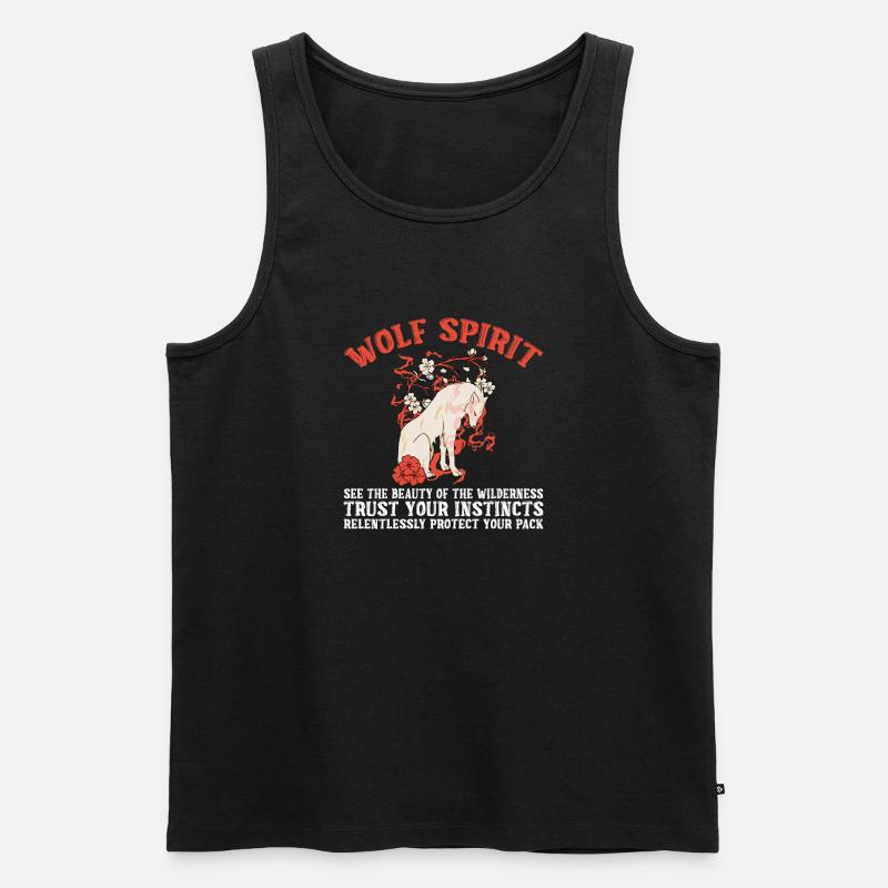 Wolf Geschenke Wolf Liebhaber - Männer Premium Bio Tank Top - Schwarz