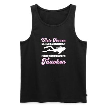 Viele Frauen gehen schwimmen, echte Frauen tauchen - Männer Premium Bio Tank Top - Schwarz - Vorne - Michal (187cm)