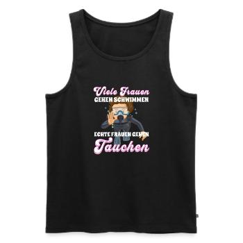 Viele Frauen gehen schwimmen, echte Frauen tauchen - Männer Premium Bio Tank Top - Schwarz - Vorne - Michal (187cm)