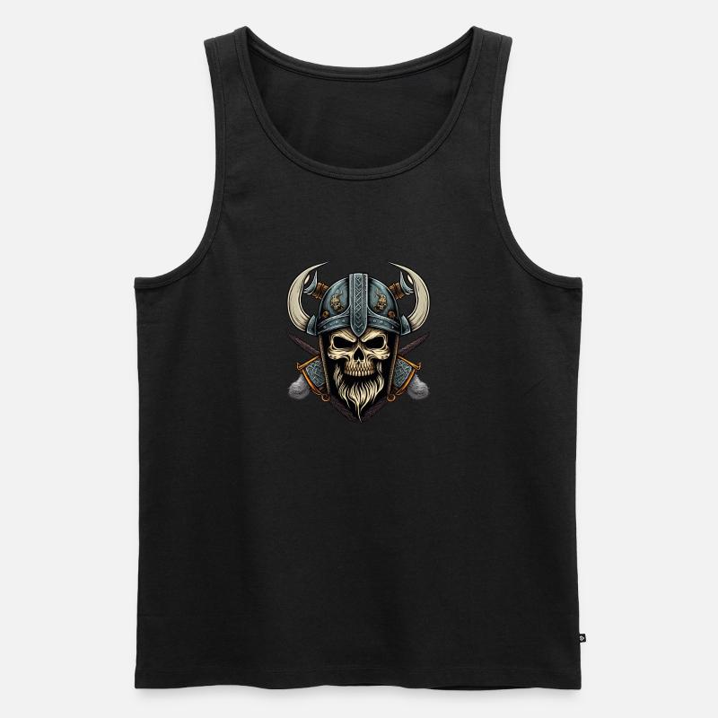 Walhalla Wikinger-Skelett - Odin-Krieger - Männer Premium Bio Tank Top - Schwarz