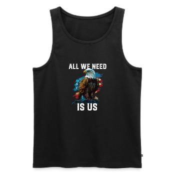 Tout ce dont nous avons besoin, c’est d’un patriotisme américain patriotique 4 juillet - Débardeur bio Premium Homme - noir - Devant - AI Model Male 178 light (178cm)