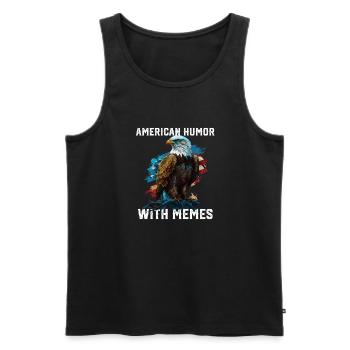 American Humor With Memes Patriotic USA Flag - Men's Premium Organic Tank Top - black - Front - Michal (187cm)