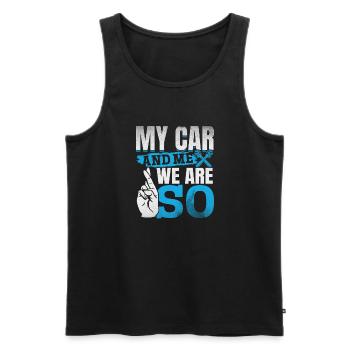 Mein Auto und ich , wir sind SO - PS Liebhaber - Männer Premium Bio Tank Top - Schwarz - Vorne - AI Model Male 178 light (178cm)