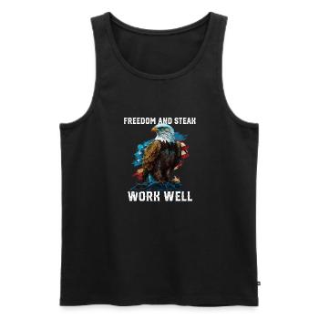 Freedom and Steak Work Well Griller Fourth of - Men's Premium Organic Tank Top - black - Front - Michal (187cm)
