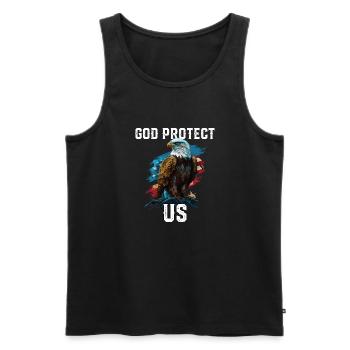 God Protect US American Bald Eagle Christian 4th - Männer Premium Bio Tank Top - Schwarz - Vorne - AI Model Male 178 light (178cm)