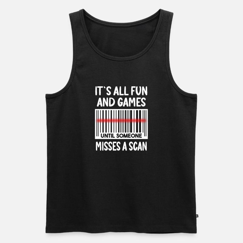 Lustiges Postangestellten-Barcode-Zitat - Männer Premium Bio Tank Top - Schwarz