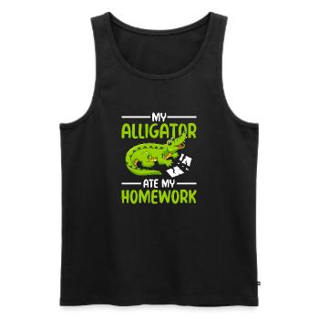 My alligator ate my homework - Männer Premium Bio Tank Top - Schwarz - Vorne - Michal (187cm)