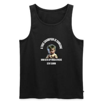 A true champion is someone Kevin - Männer Premium Bio Tank Top - Schwarz - Vorne - Michal (187cm)