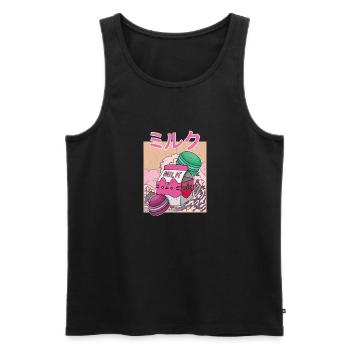 Makronen Erdbeeren Milkshake Japan Japanisch - Männer Premium Bio Tank Top - Schwarz - Vorne - AI Model Male 178 light (178cm)