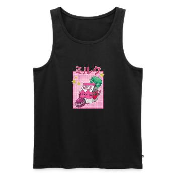 Kawaii Makronen Milkshake Japana Erdbeere - Männer Premium Bio Tank Top - Schwarz - Vorne - AI Model Male 178 light (178cm)