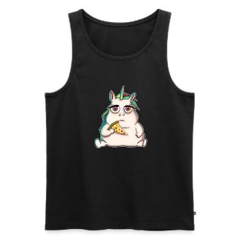 Einhorn Pizza - Männer Premium Bio Tank Top - Schwarz - Vorne - Michal (187cm)