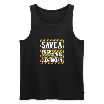 Lustige Elektriker Sprüche I Eliktriker - Männer Premium Bio Tank Top - Schwarz - Vorne - AI Model Male 178 light (178cm)
