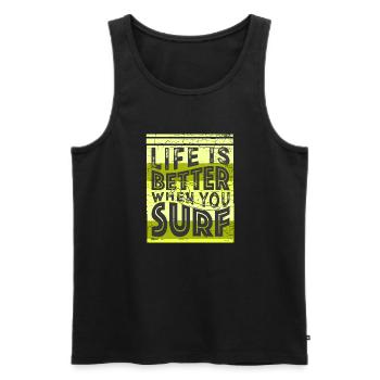 Surfer Citation Drôle - Débardeur bio Premium Homme - noir - Devant - Michal (187cm)