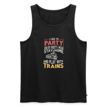 Lokführer Bahn Design I Model Eisenbahn - Männer Premium Bio Tank Top - Schwarz - Vorne - Michal (187cm)