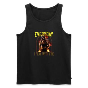 Everyday I Play With Fire Firefighting Fireman - Männer Premium Bio Tank Top - Schwarz - Vorne - AI Model Male 178 light (178cm)