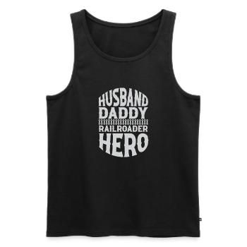 Lokführer Bahn Design I Model Eisenbahn - Männer Premium Bio Tank Top - Schwarz - Vorne - Michal (187cm)