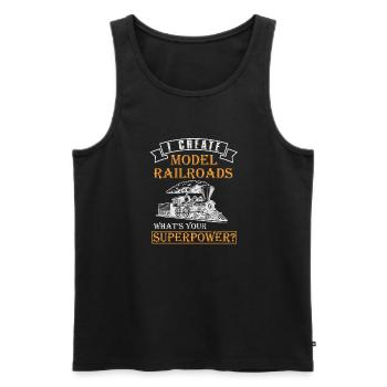 Lokführer Bahn Design I Model Eisenbahn - Männer Premium Bio Tank Top - Schwarz - Vorne - Michal (187cm)