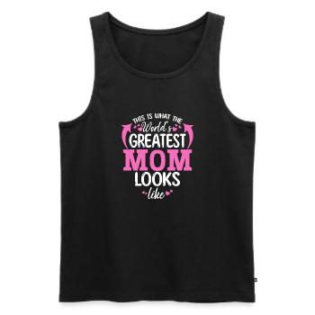 So sieht die beste Mama der Welt aus - Muttertag - Männer Premium Bio Tank Top - Schwarz - Vorne - Michal (187cm)