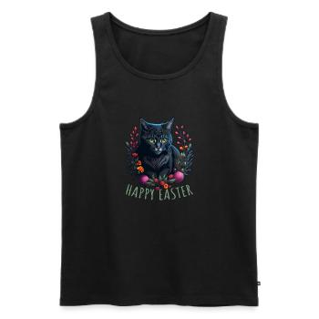 chat mignon à Pâques et au printemps Happy Easter - Débardeur bio Premium Homme - noir - Devant - Michal (187cm)