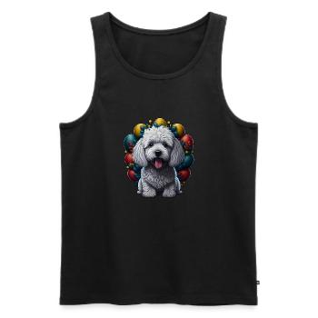 Beau caniche chien Pâques printemps caniche - Débardeur bio Premium Homme - noir - Devant - AI Model Male 178 light (178cm)
