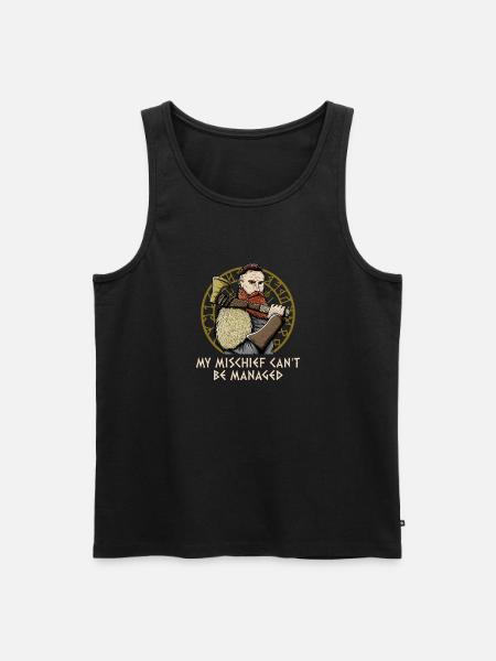 My Mischief Cant Be Managed Mythology Funny Norse - Men's Premium Organic Tank Top - black