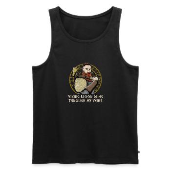 Valhalla Blood Runs Through My Veins Norwegian - Men's Premium Organic Tank Top - black - Front - AI Model Male 178 light (178cm)
