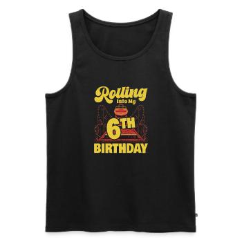 Rolling Into My 6th Birthday Amusement Park Roller - Men's Premium Organic Tank Top - black - Front - Michal (187cm)