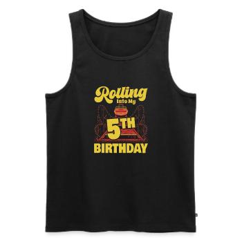 Rolling Into My 5th Birthday Amusement Park Roller - Men's Premium Organic Tank Top - black - Front - Michal (187cm)