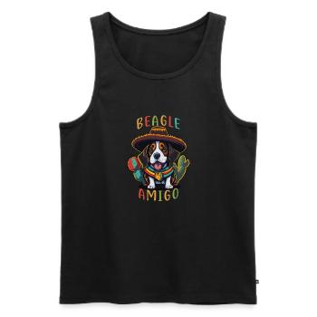 Beagle Amigo Mexikanischer Sombrero Beagle - Männer Premium Bio Tank Top - Schwarz - Vorne - AI Model Male 178 light (178cm)
