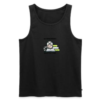 Bookworm Earthworm with the saying: So many - Men's Premium Organic Tank Top - black - Front - Michal (187cm)