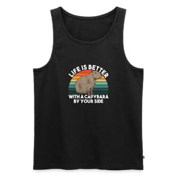 Capybara Nagetier - Männer Premium Bio Tank Top - Schwarz - Vorne - Michal (187cm)