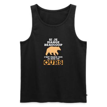 Je mange beaucoup je suis un ours - Débardeur bio Premium Homme - noir - Devant - Michal (187cm)