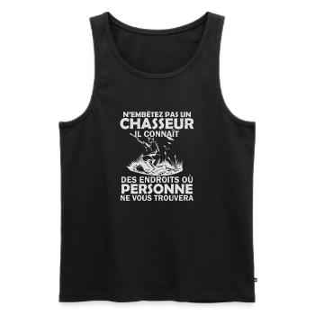 humour chasseur 2 - Débardeur bio Premium Homme - noir - Devant - Michal (187cm)