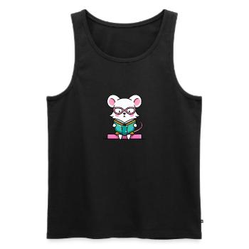 Leseratte Maus im Buch - Männer Premium Bio Tank Top - Schwarz - Vorne - AI Model Male 178 light (178cm)