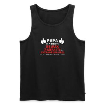 Super Papa 4 enfants Special Fete pere - Débardeur bio Premium Homme - noir - Devant - Michal (187cm)