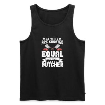 Metzger Fleischer Sprücher I Metzgerei - Männer Premium Bio Tank Top - Schwarz - Vorne - AI Model Male 178 light (178cm)