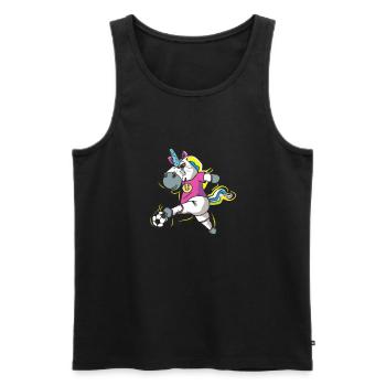 Style de bande dessinée licorne de football - Débardeur bio Premium Homme - noir - Devant - Michal (187cm)