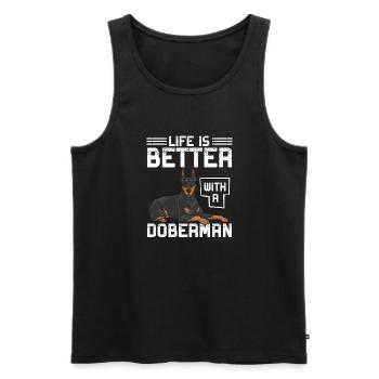Doberman Pinscher Dog Dobie - Men's Premium Organic Tank Top - black - Front - AI Model Male 178 light (178cm)